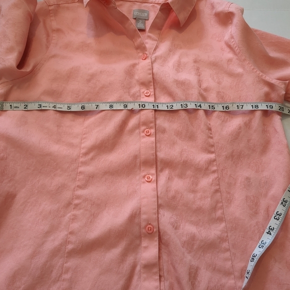Chico's women's button up long sleeve pink leaf print blouse size 2 - Picture 9 of 9